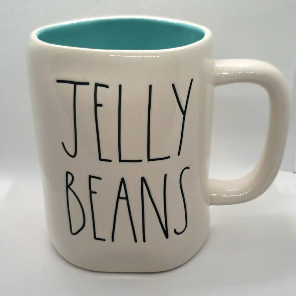 Rae Dunn Easter Jelly Bean Coffee mug cup white blue